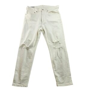 H&M Jeans Mens 32 White Denim Streetwear Grunge Distressed Regular Fit Tapered